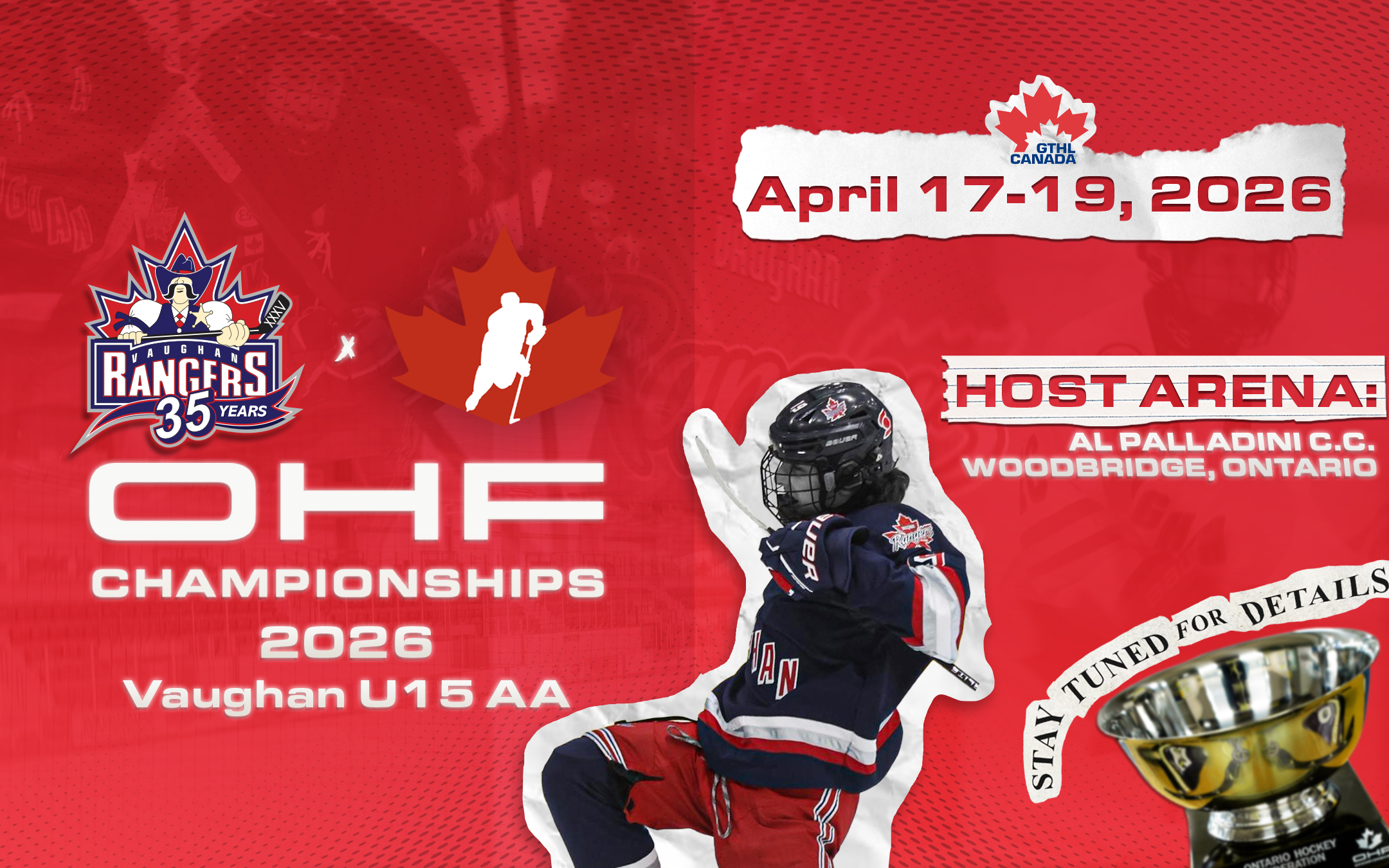 Vaughan Rangers to Host 2026 U15AA OHF Championships